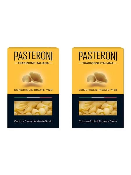 Pasteroni Макароны Конкилье Ригате №128, 400 г, 2 шт