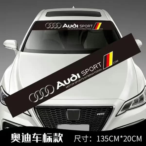 Наклейка Audi Sport на лобовое стекло Оригинальный логотип Размер 135x20 см Motorsports International