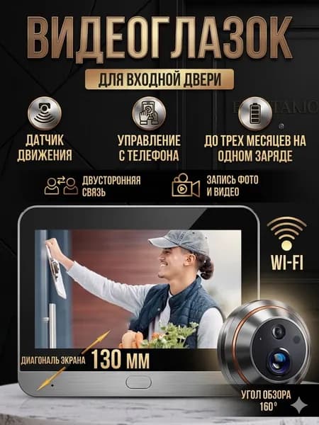 Видеоглазок для входной двери с WI-FI, умный дверной глазок Tuya с двусторонней связью
