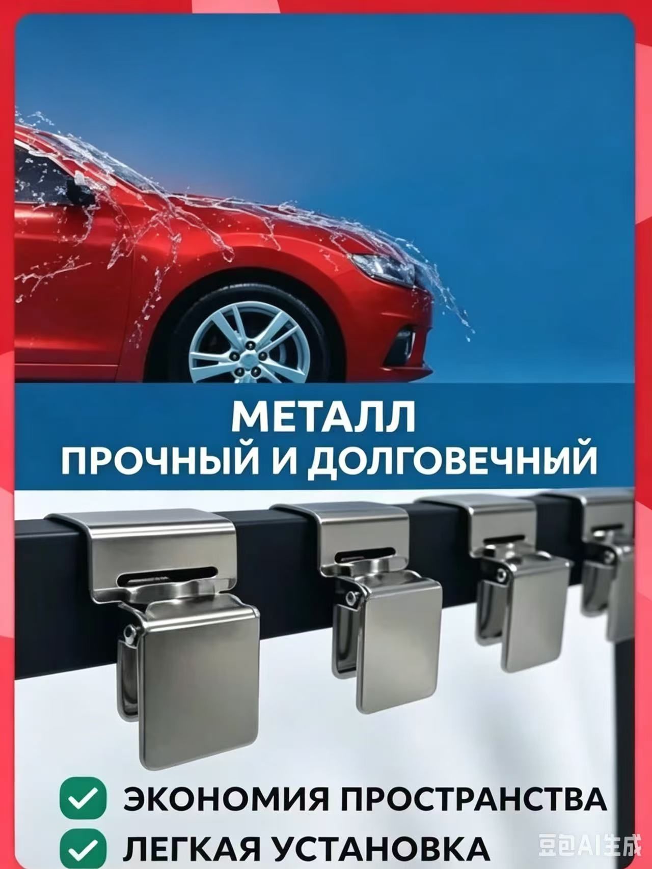 Прищепки для мытья автомобильных ковриков многофункциональные металлические зажимы для ковров, покрывал и аксессуаров для автомойки, 1 шт-