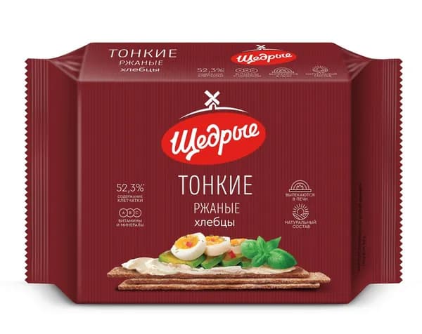 Хлебцы ржаные Щедрые тонкие 170 г