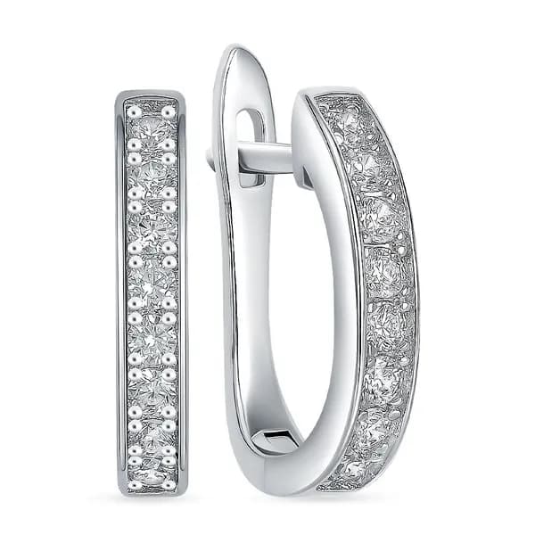 Серьги женские с фианитами серебро 925 пробы 585GOLD