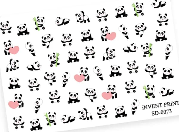 iNVENT PRiNT наклейки для ногтей водные слайдеры Панды Сердце