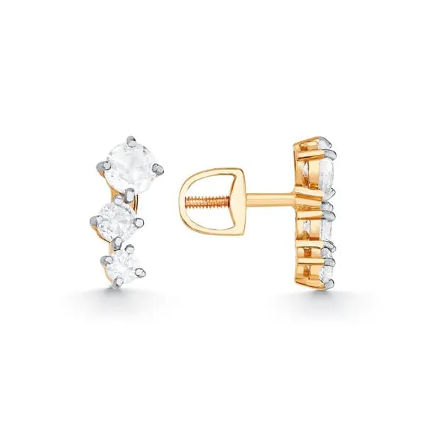 Серьги женские с фианитами из красного золота 585 пробы 585GOLD