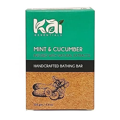 Аюрведическое натуральное мыло ручной работы для всех типов кожи Mint Cucumber Мята Огурец KAI ESSENTIALS (КАЙ ЭССЭНЦИАЛС) Индия, 125г