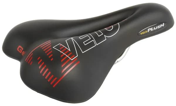 Седло велосипедное VELO PLUSH GEL, универсальное, бесшовное, анатомическое, с вентиляцией 255х177мм, черное