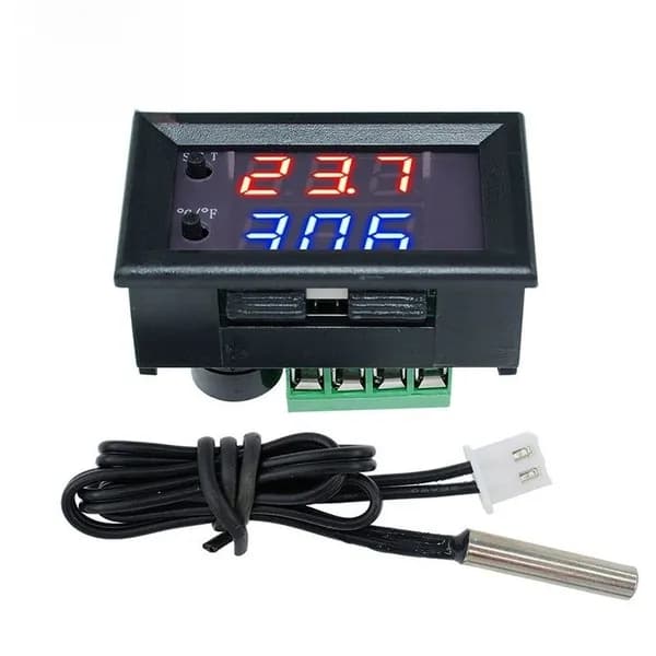 Цифровой двухдисплейный терморегулятор W2809 для инкубатора и домика для животных.