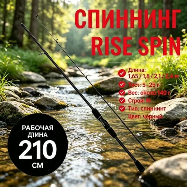 Спиннинг, рабочая длина:  210 см , до 25 гр