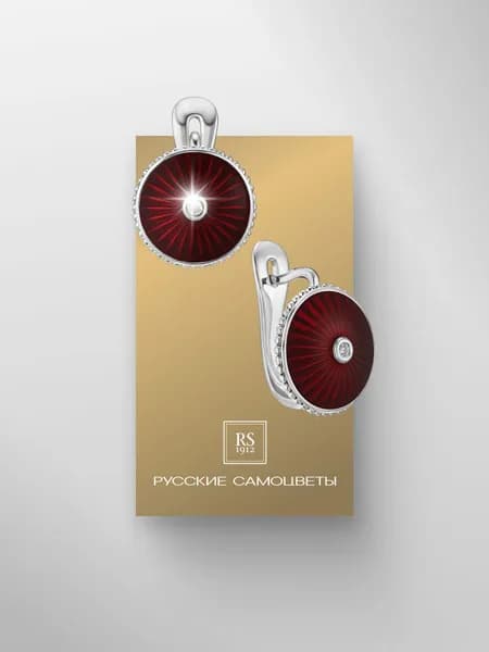 Серьги из серебра с бриллиантами и эмалью