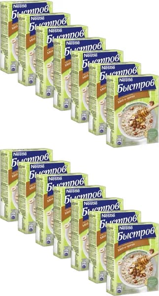 Каша Nestle Быстров 5 злаков мед орехи моментальная 40 г х 6 шт, комплект: 14 упаковок по 240 г