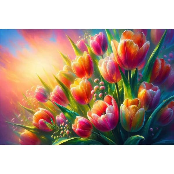 картина по номерам Цветы, холст 60x40 см, акрил