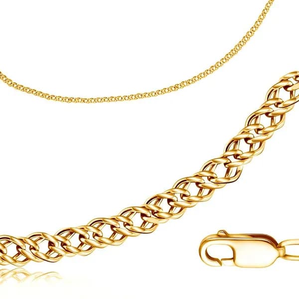 Pletnev Jewelry Браслет Серебро позолоченное 925 пробы, плетение Двойной ромб