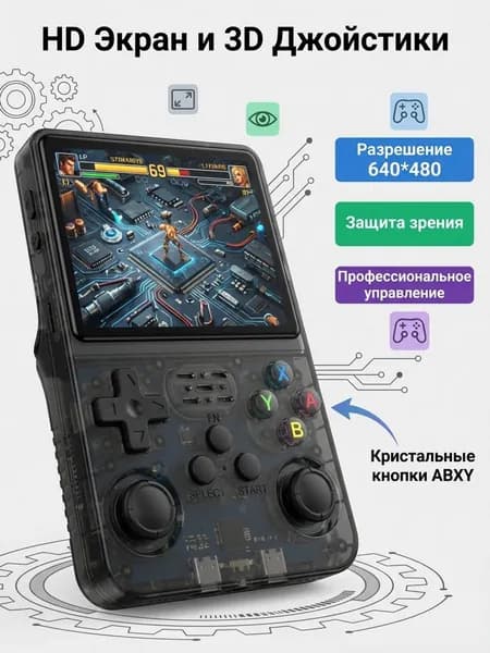 R36S Ретро игровые приставки/карманная игровая приставка Встроенная библиотека из 20000 игр черный PSP PS1 NES