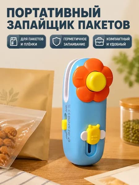 Мини-запайщик для пакетов портативный: английская версия, голубой