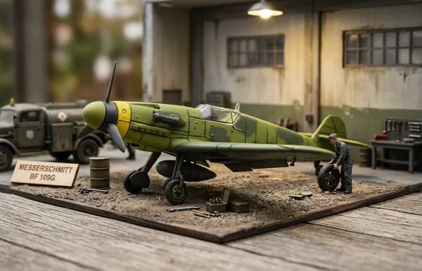 Цветная сборная модель самолета Мессершмитт Bf 109 1:48 зеленый