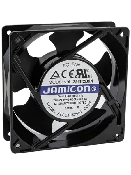 Вентилятор JA1238H2B0N-T(JA1238H2B010N-T-R) JAMICON 220В, 120х120х38 мм, подшипник качения, разъем на корпусе (клемма)