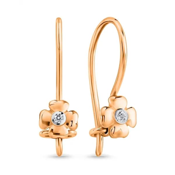 Серьги детские с фианитами из красного золота 585 пробы 585GOLD
