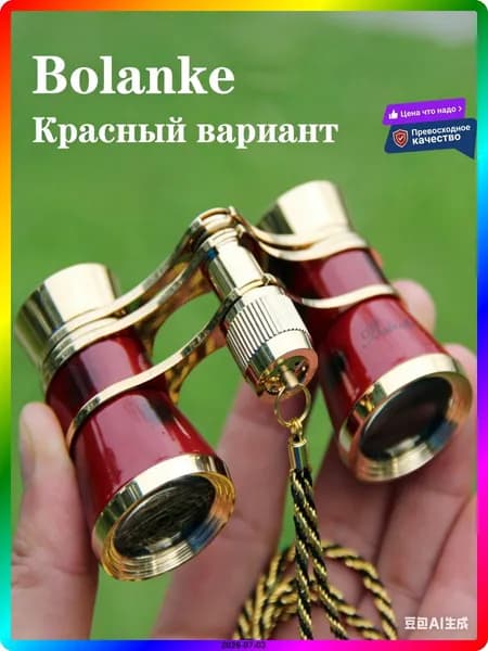Красный театральный бинокль 3x25 мм с оптическим стеклом, металлический корпус, дальность 1000м