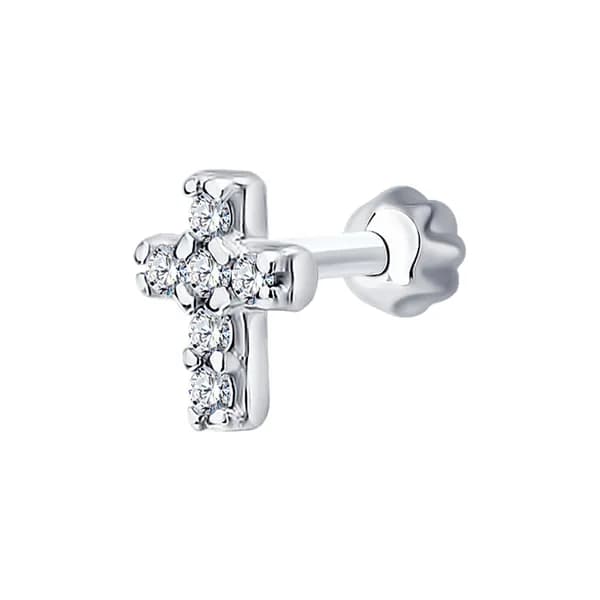 Diamant, Серьга из серебра с фианитами, 94-127-02418-1, серьга одиночная, 925 проба, гвоздики