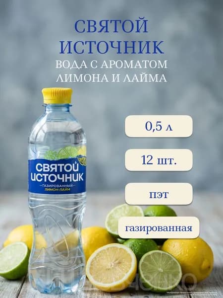 Святой Источник Вода Питьевая Газированная 500мл. 12шт