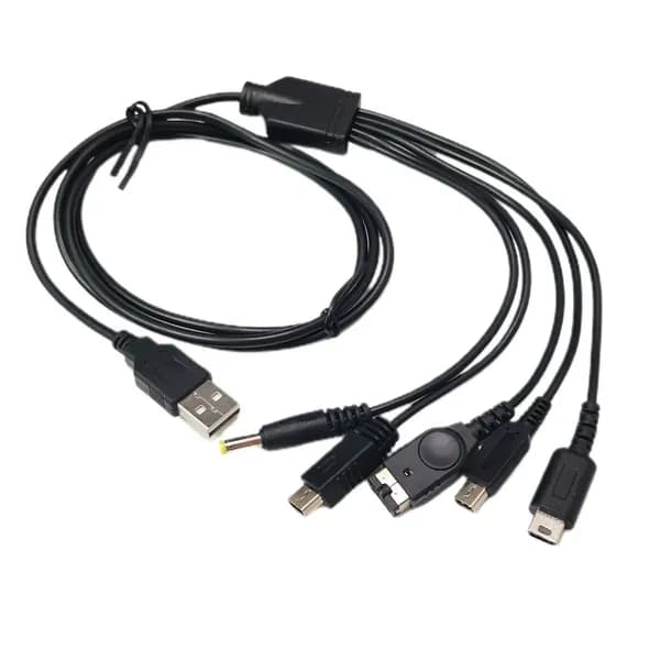 Кабель для зарядного устройства USB длиной 1,2 м / 4 фута, 5 в 1, Мультизарядный шнур, Соединительный провод для быстрой зарядки для GBA SP / 3DS / для NDSL//