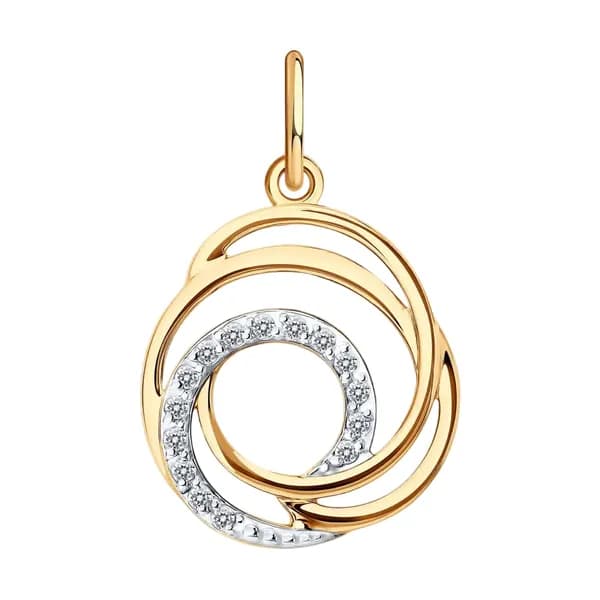 Золотая подвеска DIAMANT-ONLINE с фианитом 585 пробы