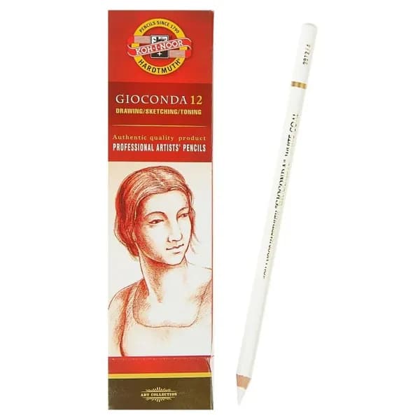 Угольный карандаш для рисования KOH-I-NOOR GIOCONDA EXTRA B белый мягкий