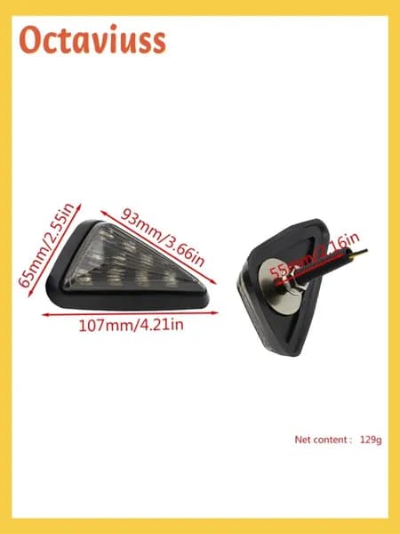 Треугольные врезные светодиодные указатели поворота 12V для мотоциклов "Треугольник", Suzuki, Honda, Yamaha. / 2 шт.
