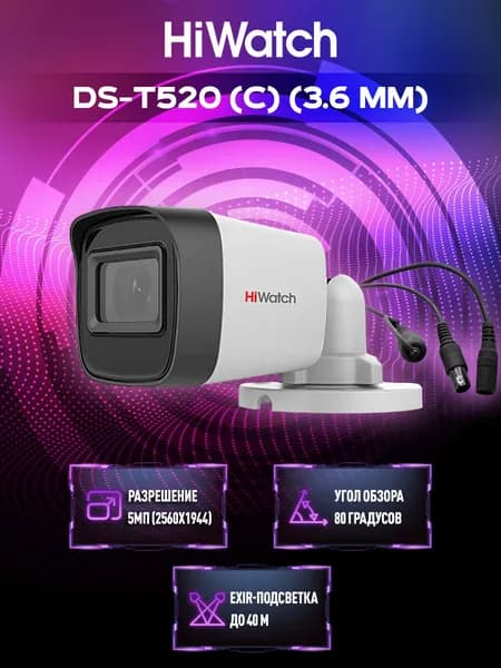 HiWatch DS-T520 (С) (3.6 mm) Мультиформатная камера