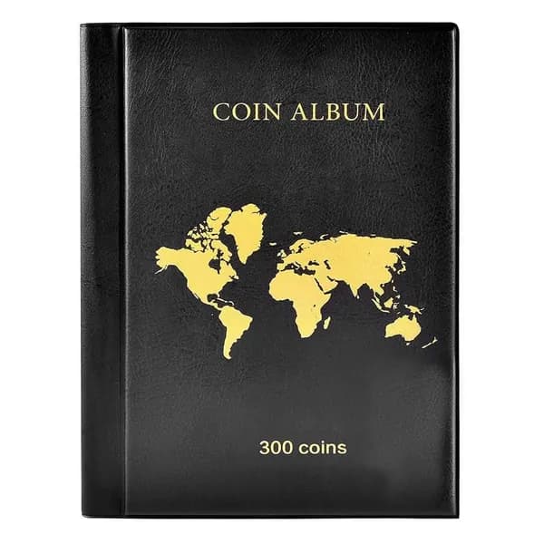 Портативный кожаный альбом для монет на 300 карманов