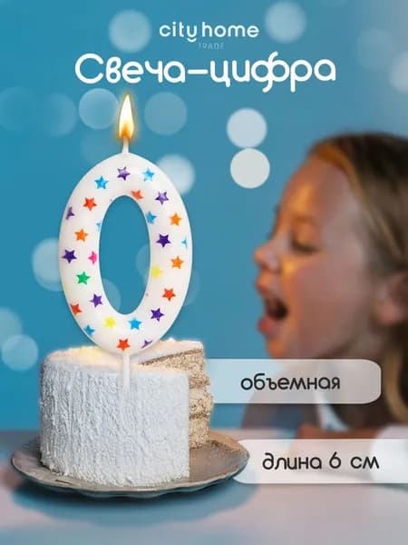 Cityhometrade Свечи для торта в виде цифры 0, 1 шт.