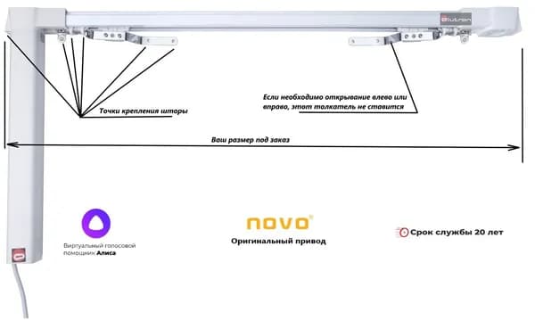 Электрокарниз NOVO N21 (управление: пульт+WiFi+Алиса)