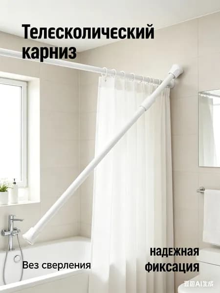 Карниз для ванной для классических штор Телескопический