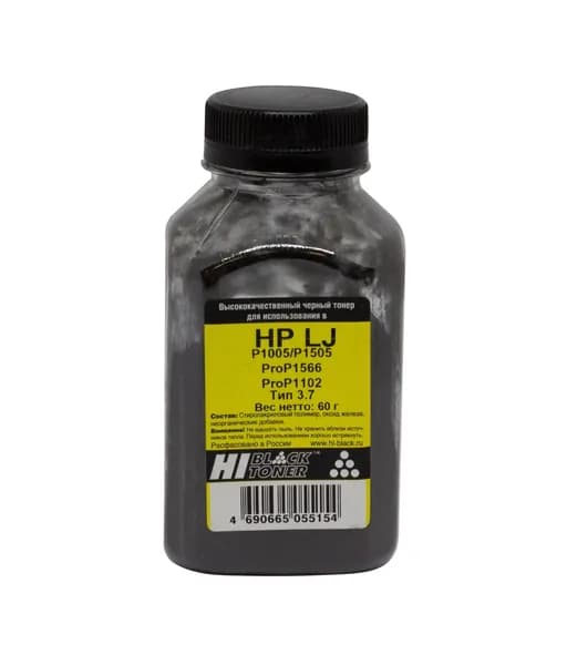 Тонер Hi-Black для HP LJ P1005/P1505/ProP1566/ProP1102, Тип 3.7, черный, 60 г, банка
