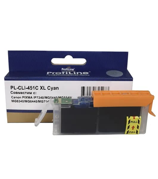 Картридж для струйного принтера CLI-451 XL ProfiLine для Canon PIXMA iP7240/MG5440/MG5540/MG6340 и др. , увеличенной емкости, цвет голубой