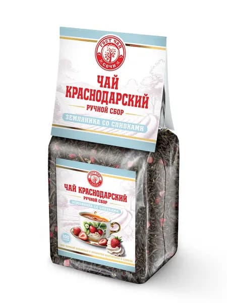 Краснодарский чай Ручной сбор 100г черный Земляника со сливками