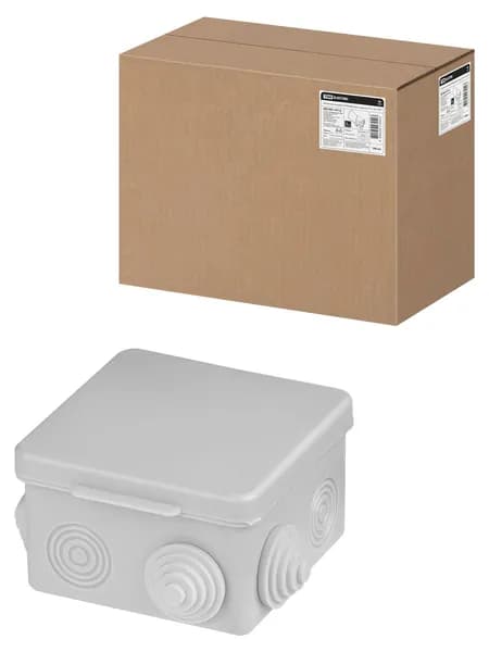 Распаячная коробка ОП 80х80х50мм, крышка, IP54, 7вх. TDM SQ1401-0112, 1 шт.