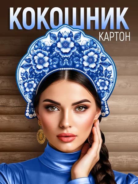 Карнавальный головной убор кокошник русский народный с лентой, 1 шт