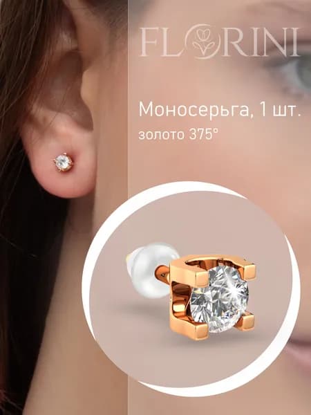 Florini Серьги ювелирные Пусеты Золото розовое 375 пробы