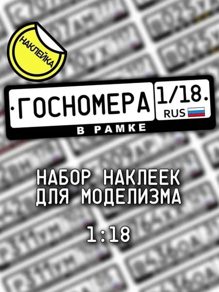 Госномера в рамке, масштаб 1 18, НАКЛЕЙКА
