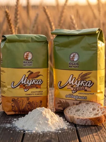 Ржаная мука и кукурузная мука Кубань Матушка по 1 кг