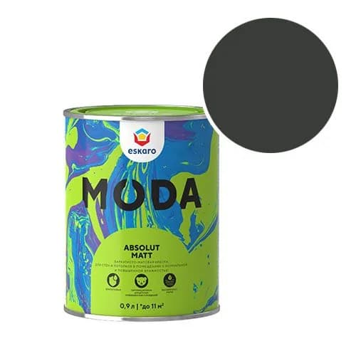Краска моющаяся Eskaro Moda Absolut Matt RAL 9005 (Глубокий черный - Jet black) 0,9 л