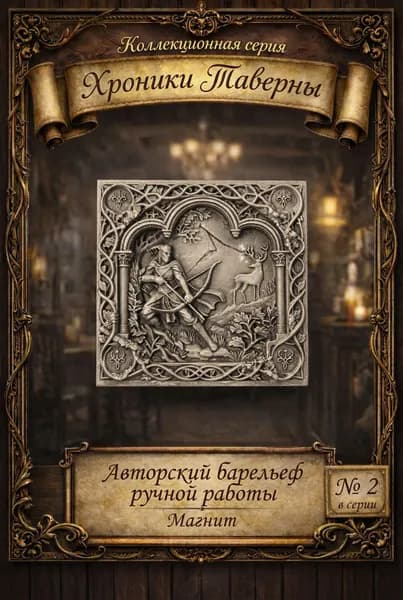 Декоративный магнит на холодильник 3D барельеф "Следопыт серебряного леса", серия Хроники Таверны, фэнтези