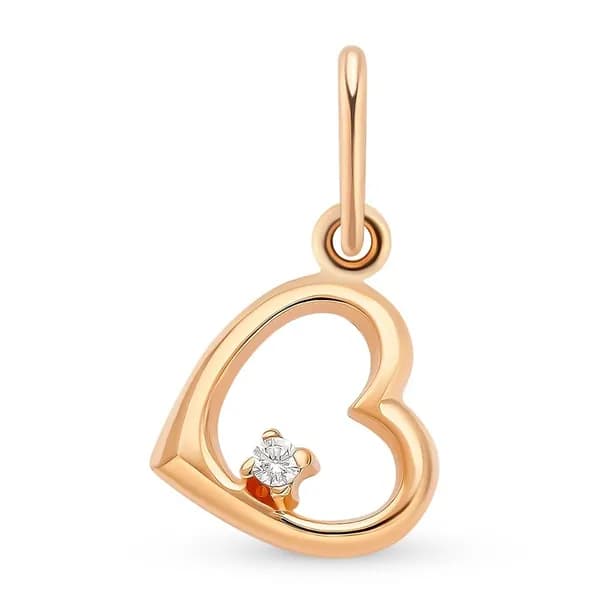 Подвеска на шею с фианитом из красного золота 585 пробы 585GOLD