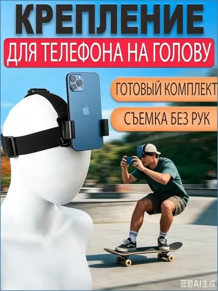 Эксклюзивный держатель для съемки от первого лица, фиксирующий телефон в горизонтальном и вертикальном положении на голове