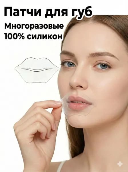 Многоразовые силиконовые патчи для губ от морщин / Увлажняющая маска-накладка для ухода за кожей губ, 100% силикон