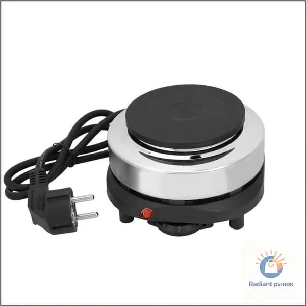 Электрическая настольная плита Электроплитка мини HOT PLATE 500W из чугуна, хром