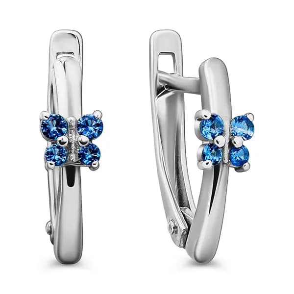 Серьги женские с фианитами серебро 925 пробы 585GOLD