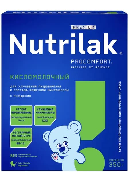 Смесь сухая кисломолочная Nutrilak Premium Кисломолочный, с рождения, 350 г
