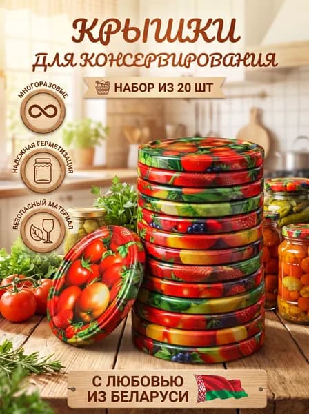 Крышка для банки винтовая 8.2 см 20 шт жесть